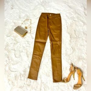 Brown faux leather pants. Brand new. Size small